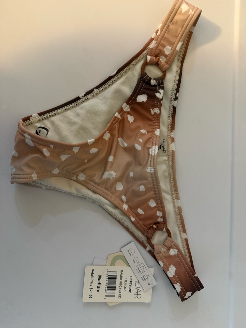 Tan & White Ring-Detail Bikini Bottom